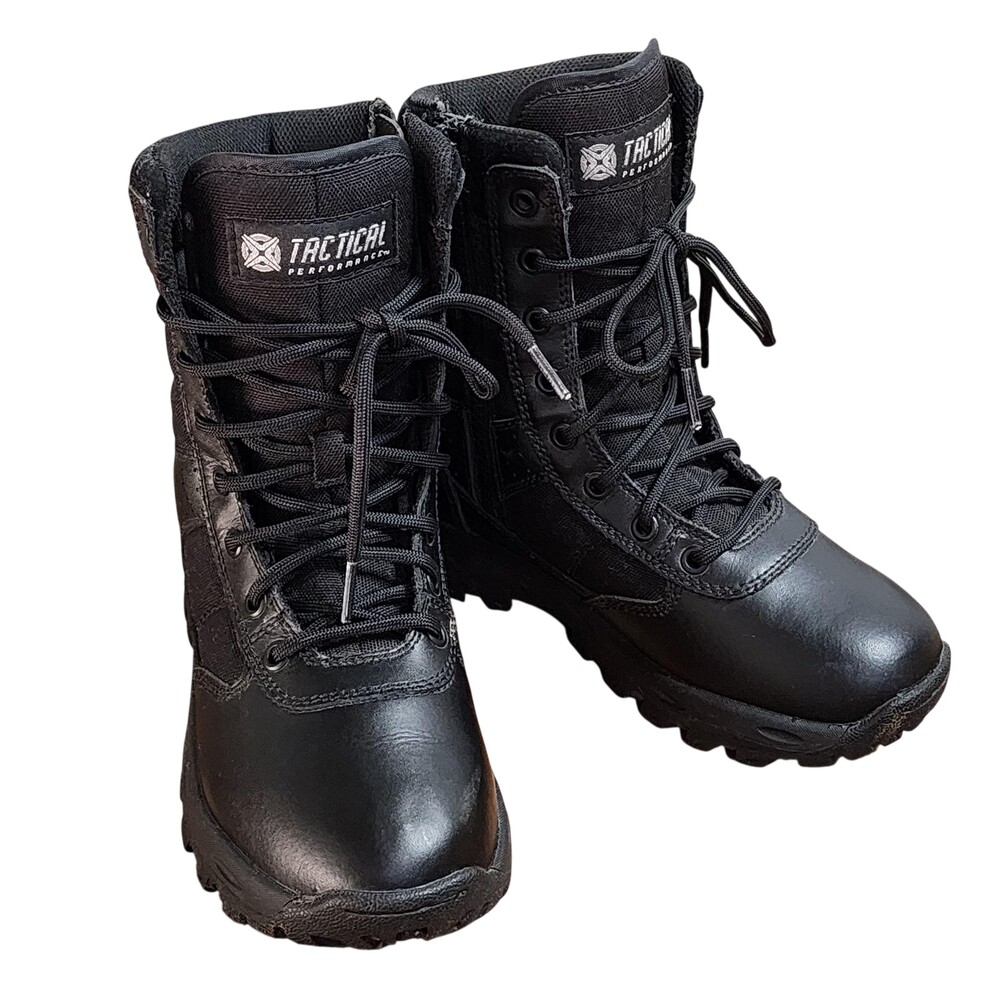 Tactical Performance Boots Womens Size 6 Black Combat Side Zip Military Workwear